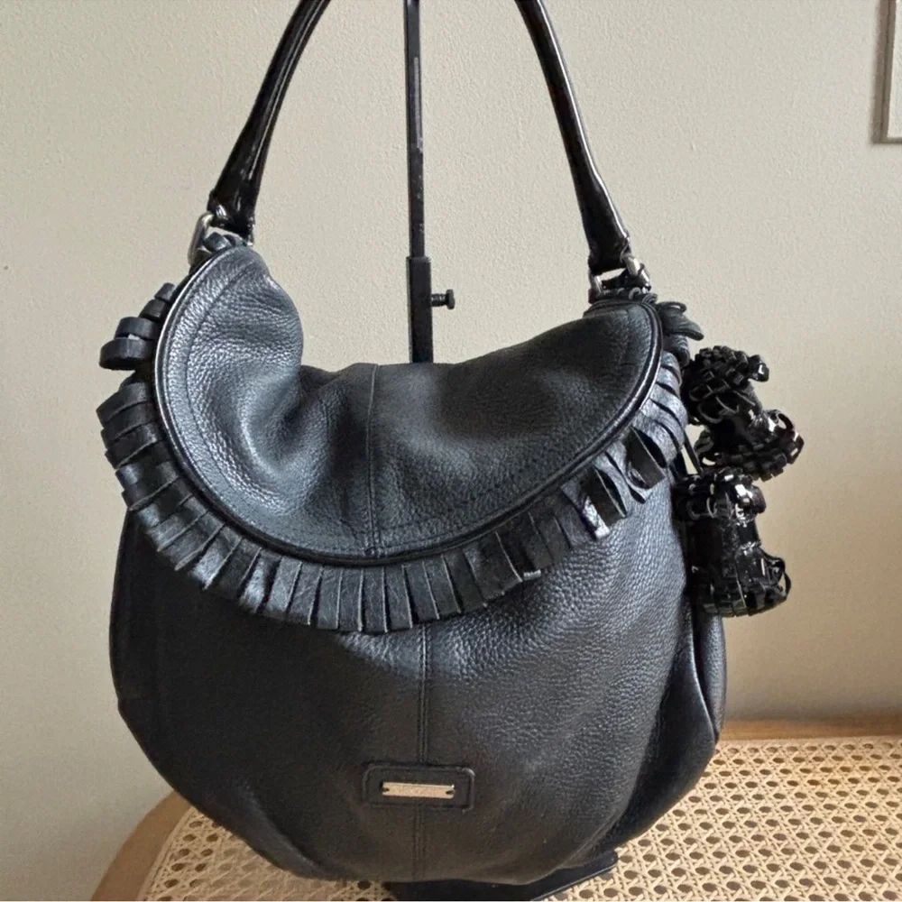 MaxMara Y2K Black Leather Fringe Bag